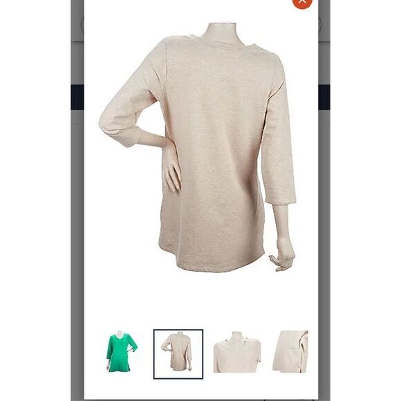 Susan Graver Womens 3X Brushed French Terry 3/4 Sleeve Tunic Heather Gray New - Picture 4 of 6